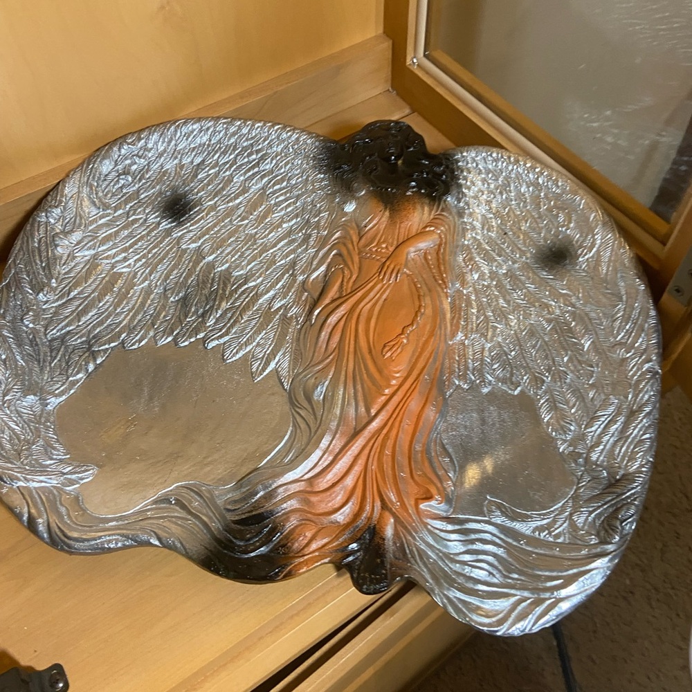 Silver and Orange Angel Wing Art Piece